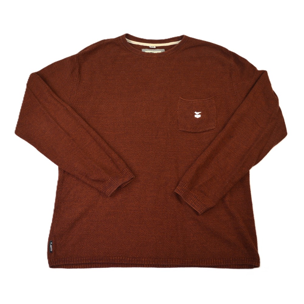 Jetty Marine Supply Co Mens Rust Brown Cotton Textured Knit Pocket Sweater L‎